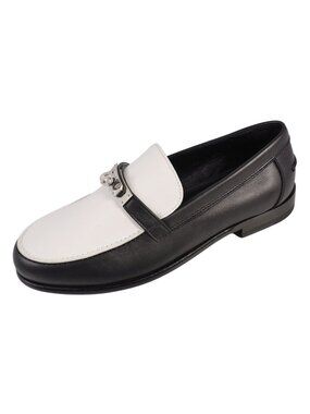 Hermes Loafers Moccasins Destin Kelly Shoes Leather Black